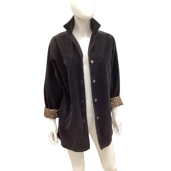 Bill Blass Women’s Jacket SZ L Wool Corduroy Type Jacket Decorative Lining Black - Picture 2 of 8